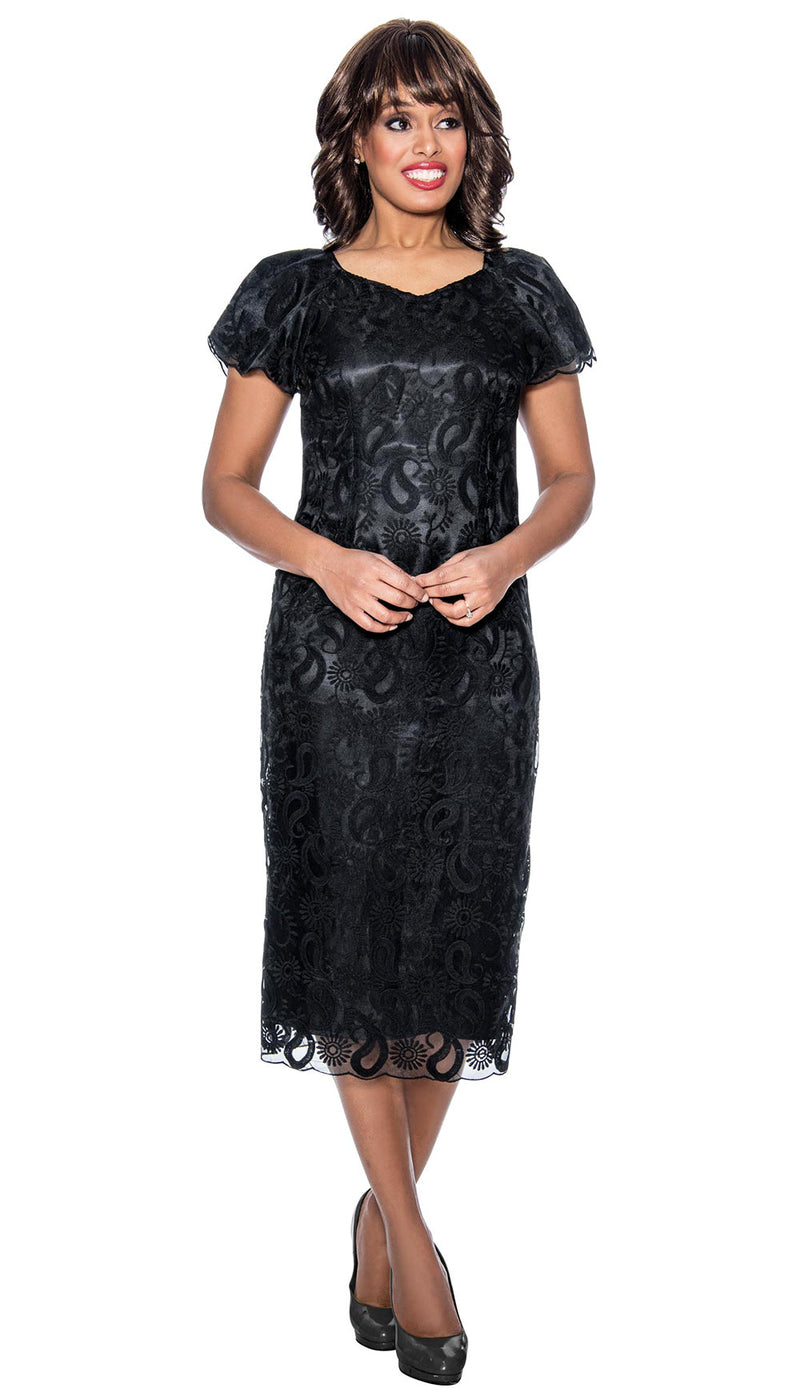 Church Dress By Nubiano 1231-Black - Church Suits For Less