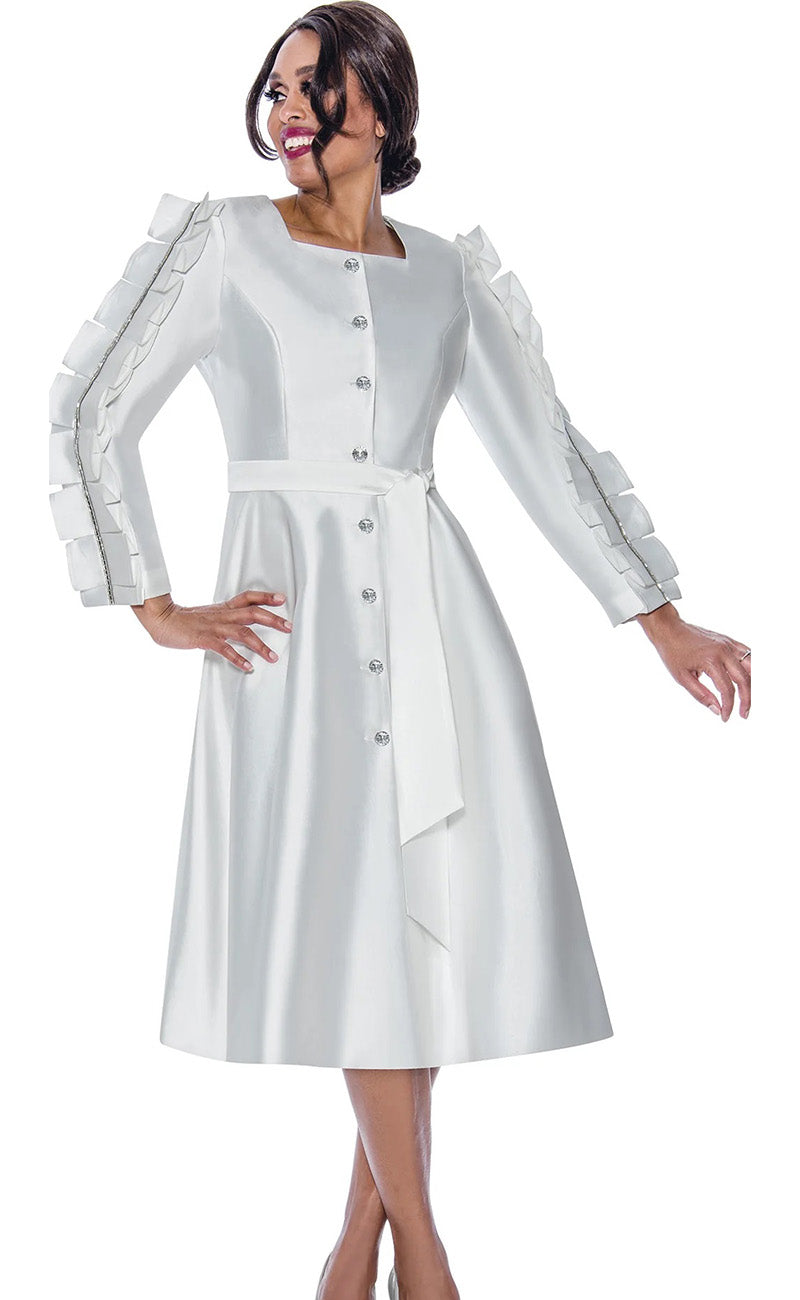 Church Dress By Nubiano 12381 - White