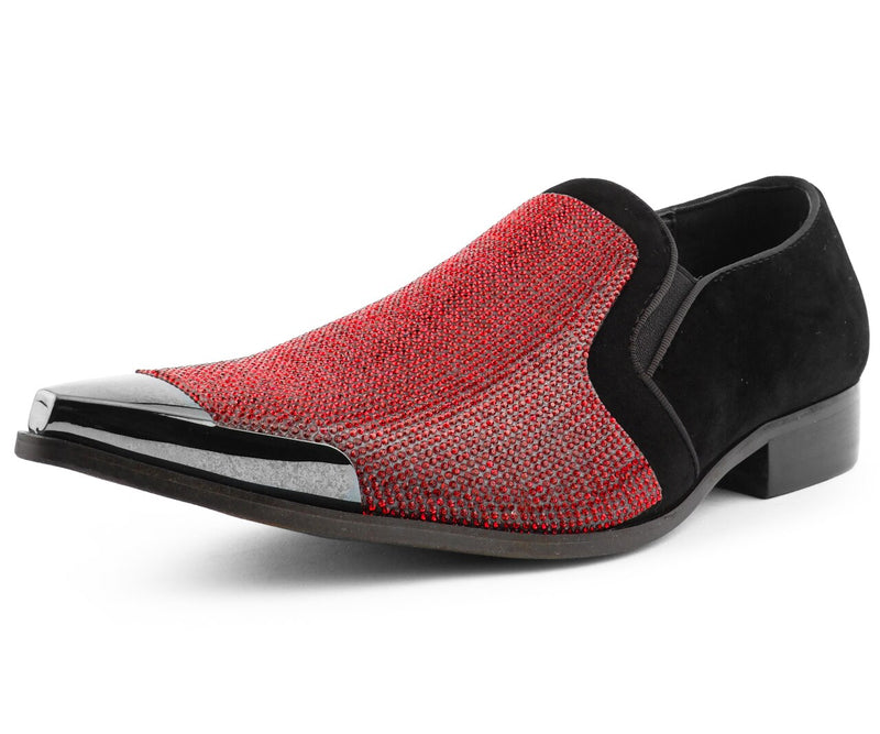 mens red dress shoes amazon Santimon Men Dress Shoes Glitter Loafers Slip On Casual Wedding Party Formal Shoes Red 12.5 US, Men's