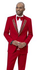 EJ Samuel Modern Fit Fashion Suit JP110 - Red - Church Suits For Less