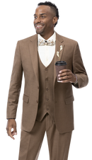 EJ Samuel Modern Fit Suit M18022 - Brown - Church Suits For Less