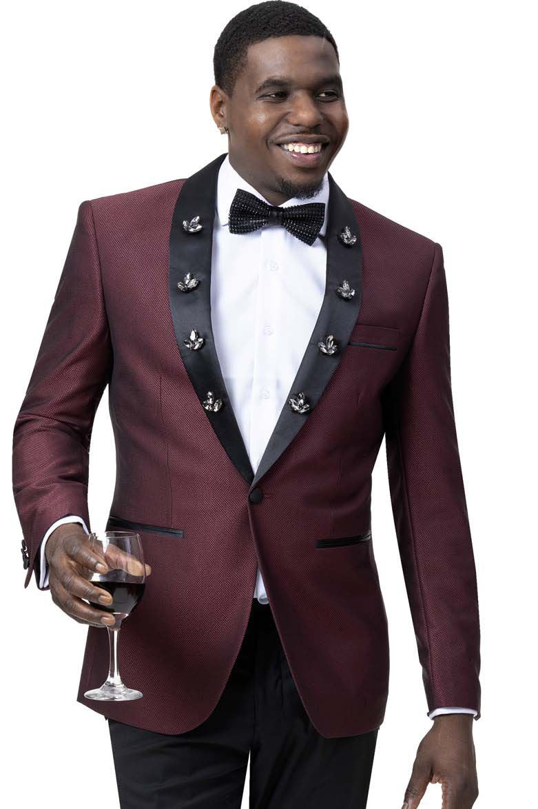 EJ Samuel Men Blazer J77-Burgundy - Church Suits For Less