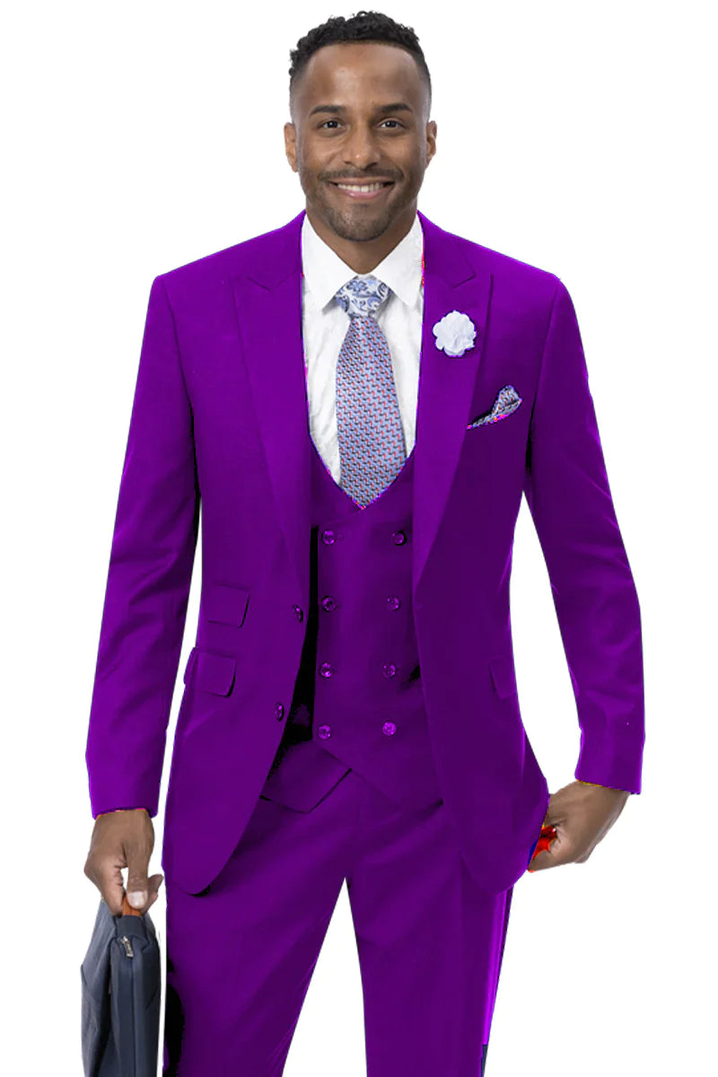 EJ Samuel Modern Fit Suit M2770-Purple - Church Suits For Less