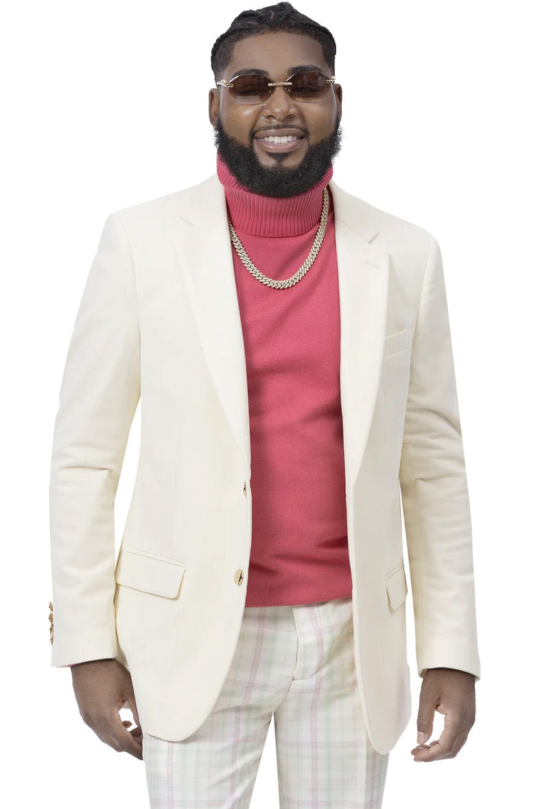 EJ Samuel Modern Fit Blazer J134-Cream - Church Suits For Less