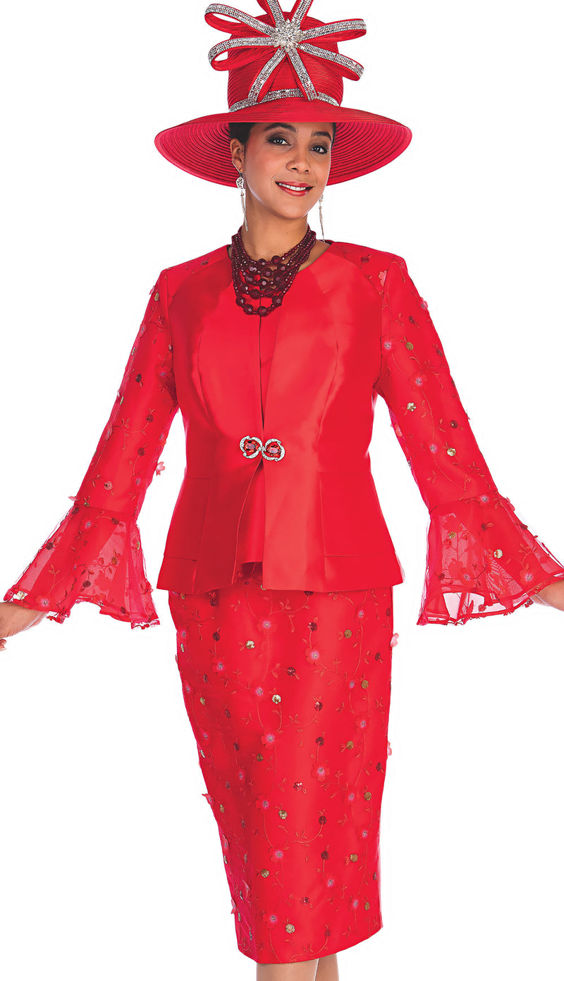 Champagne Italy Church Suit 5721 - Red - Church Suits For Less