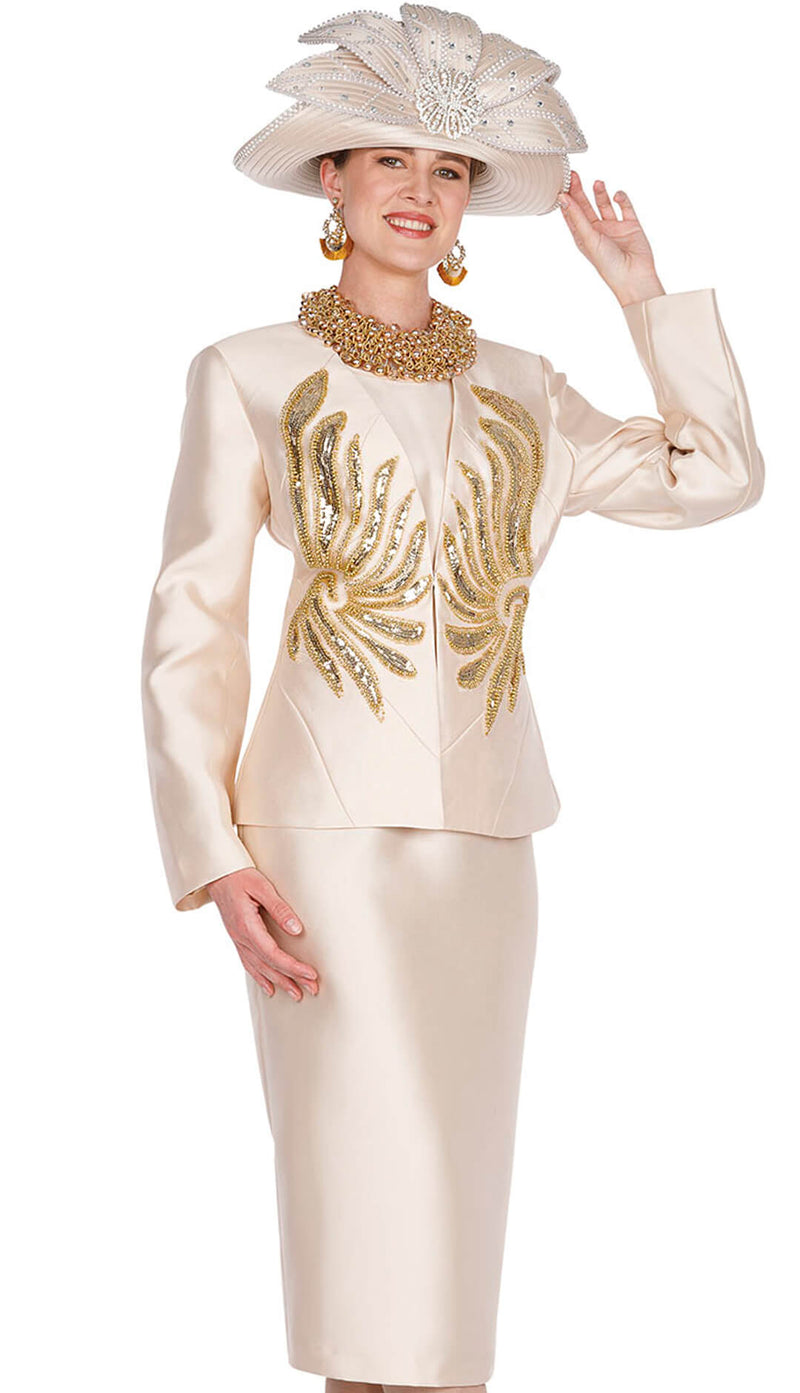 Champagne Italy Church Suit 5859 - Champagne - Church Suits For Less