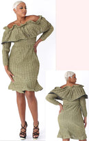 For Her Women Dress 81518-Gold - Church Suits For Less