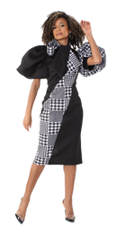 For Her Women Dress 81885C-Black/Hounds - Church Suits For Less