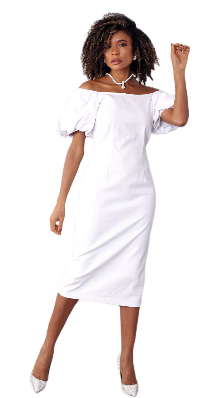 For Her Women Dress 82019-White - Church Suits For Less