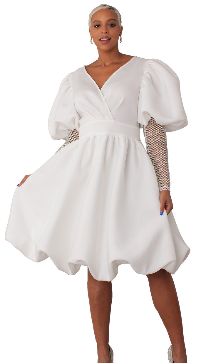 For Her Women Dress 82217-White - Church Suits For Less