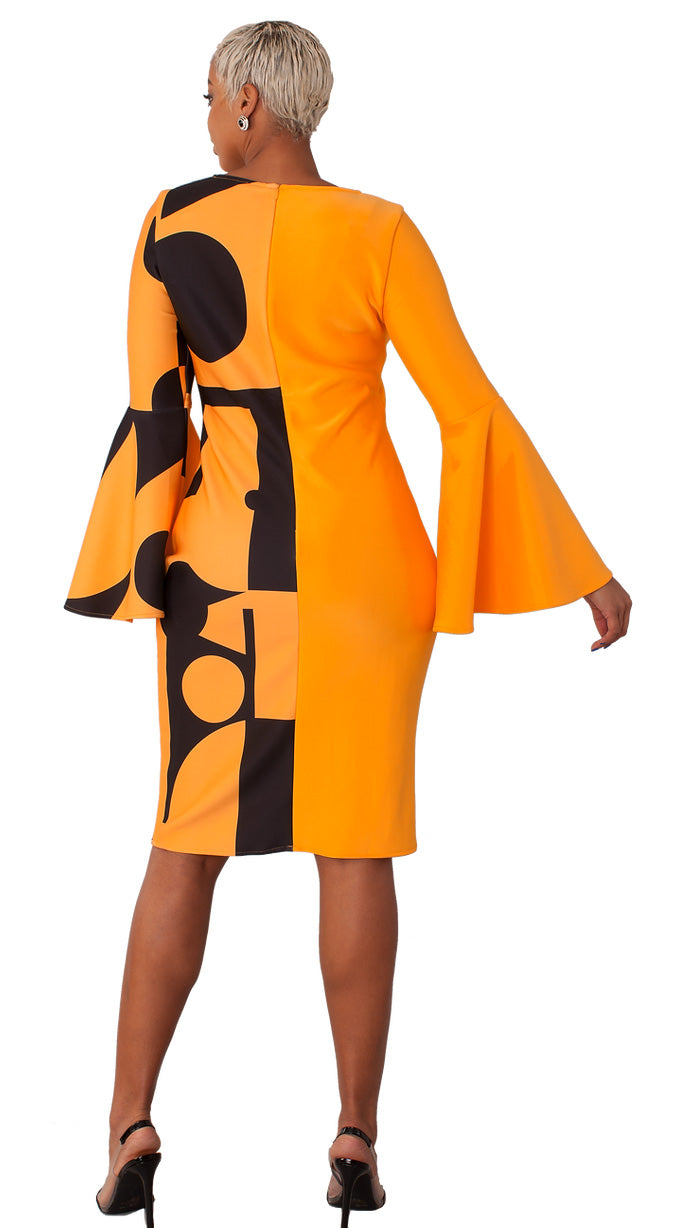 For Her Women Dress 82062C-Black Yellow