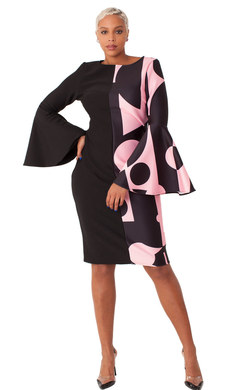 For Her Women Dress 82062-Black Pink