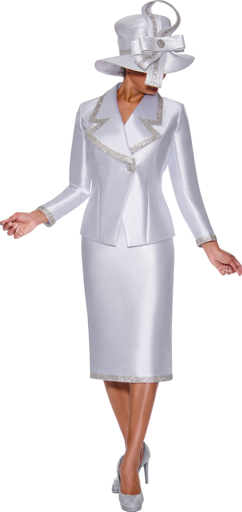 GMI Church Suit 9872-White - Church Suits For Less