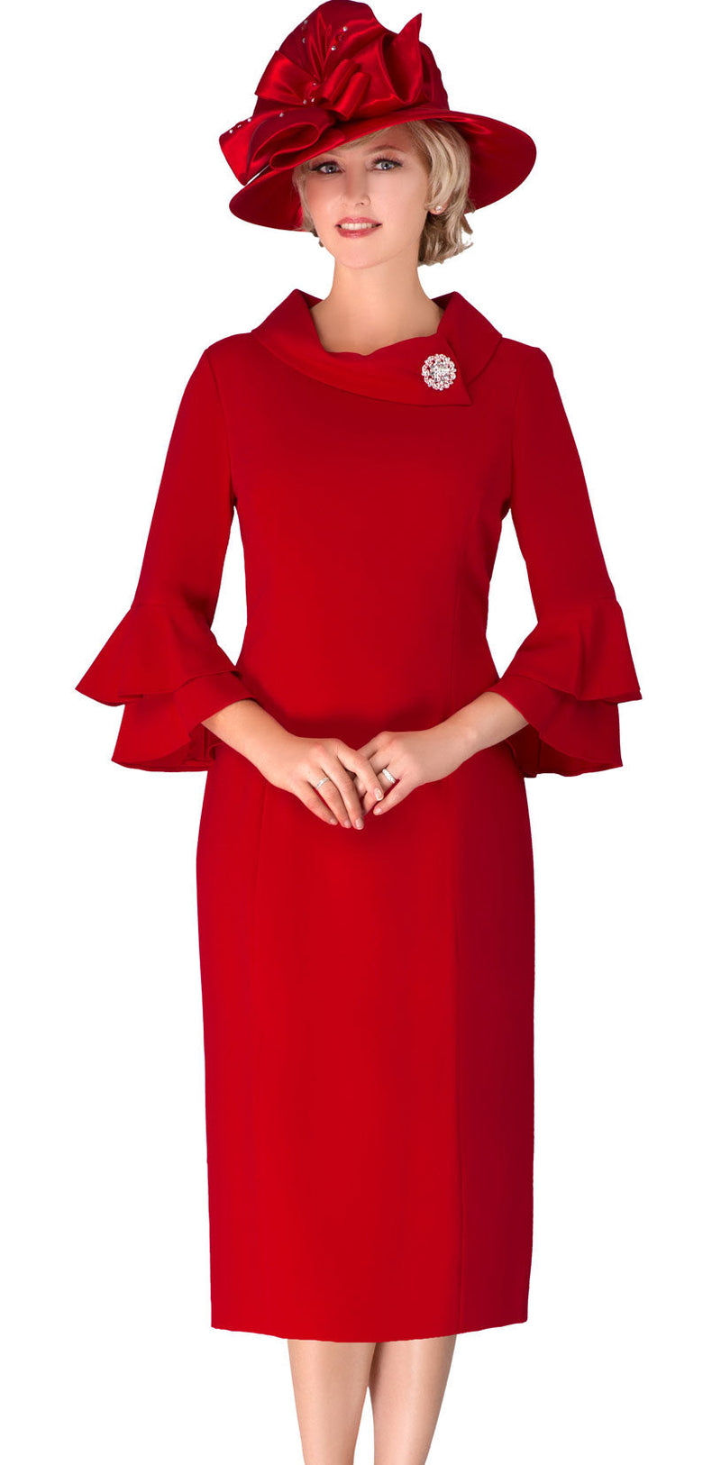 Giovanna Dress D1518-Red - Church Suits For Less