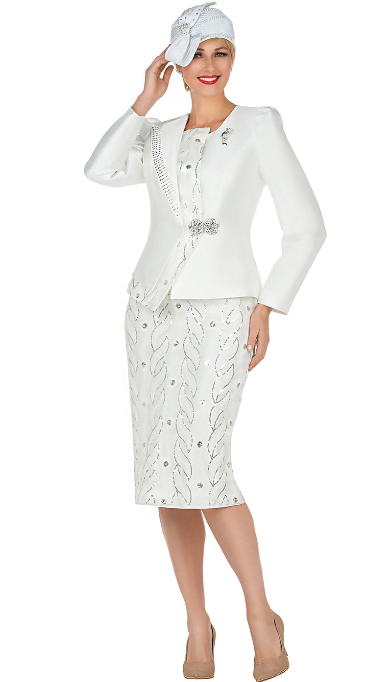 Giovanna Church Suit G1152C-White - Church Suits For Less