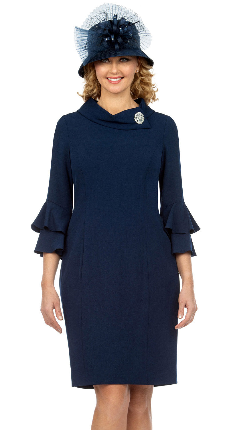 Giovanna Dress D1518-Navy - Church Suits For Less