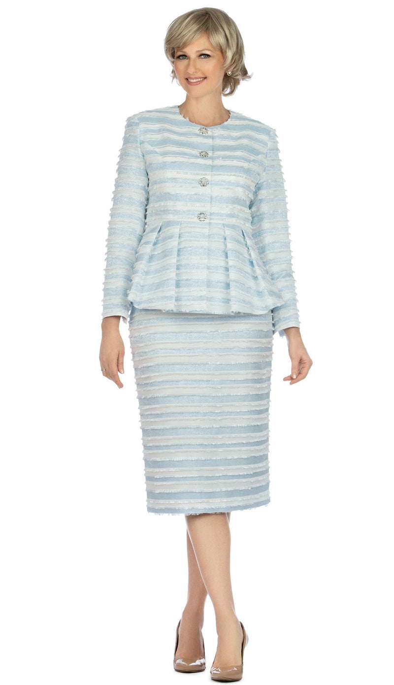 Giovanna Suit G1126-White/Blue - Church Suits For Less