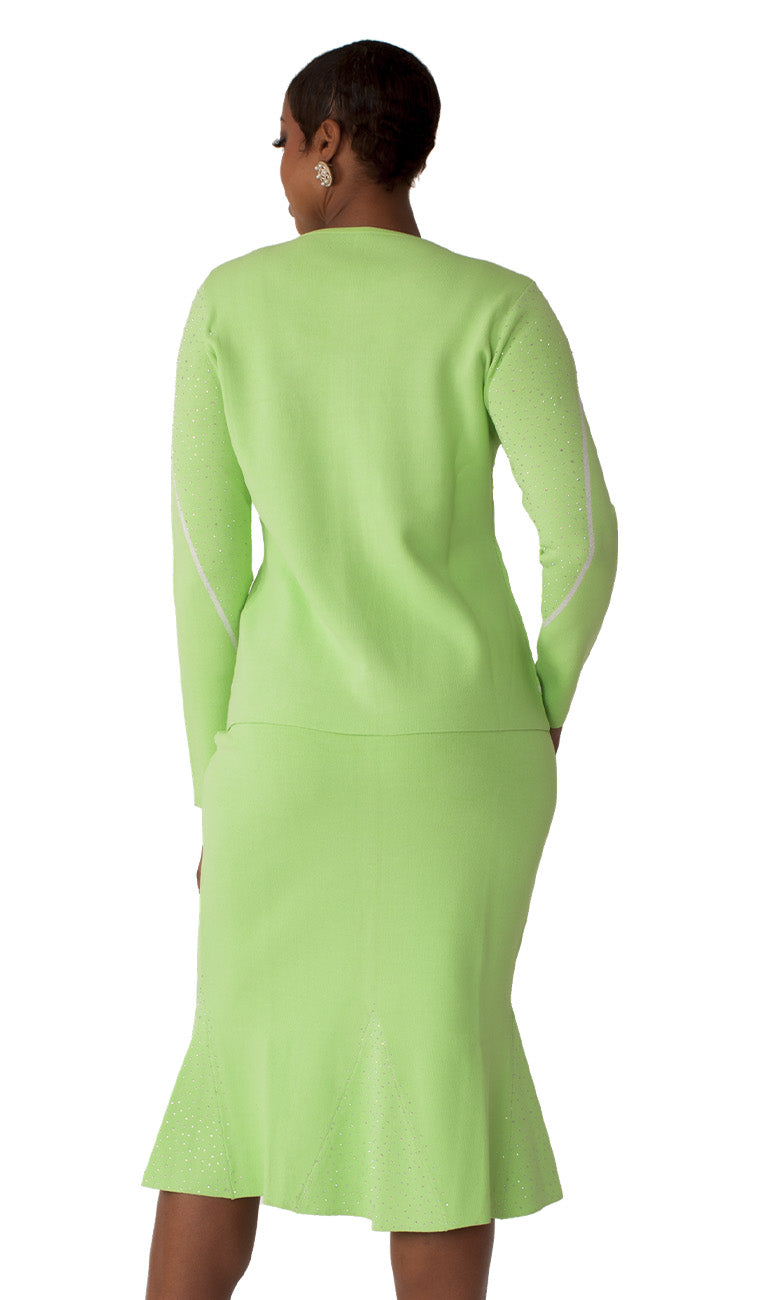 Kayla Knit Suit 5321-Lime/Silver - Church Suits For Less