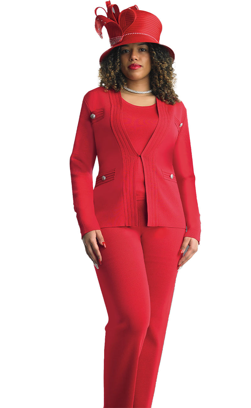 Lily And Taylor Pant Suit 780-Red - Church Suits For Less
