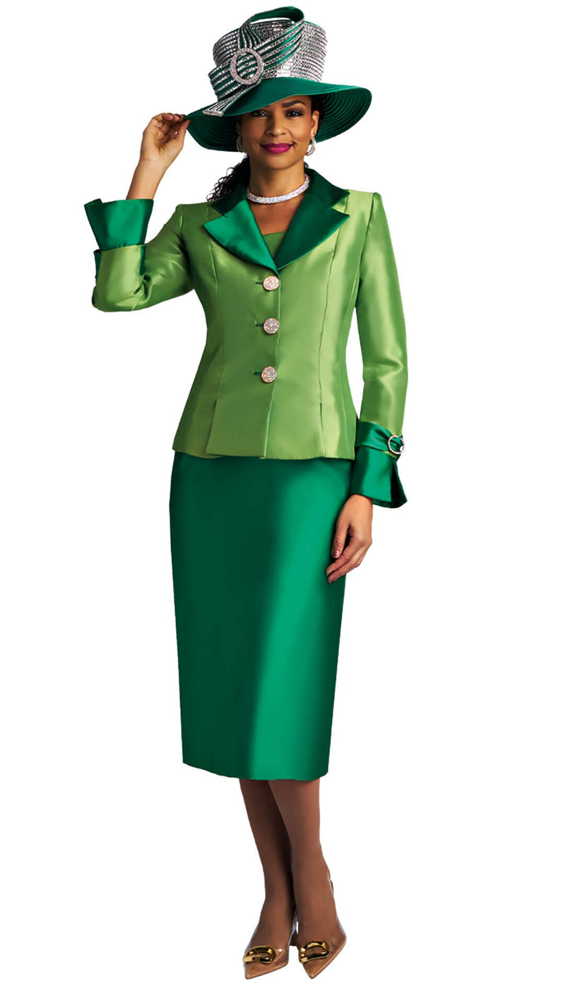 Lily And Taylor Suit 4096-Apple Green - Church Suits For Less