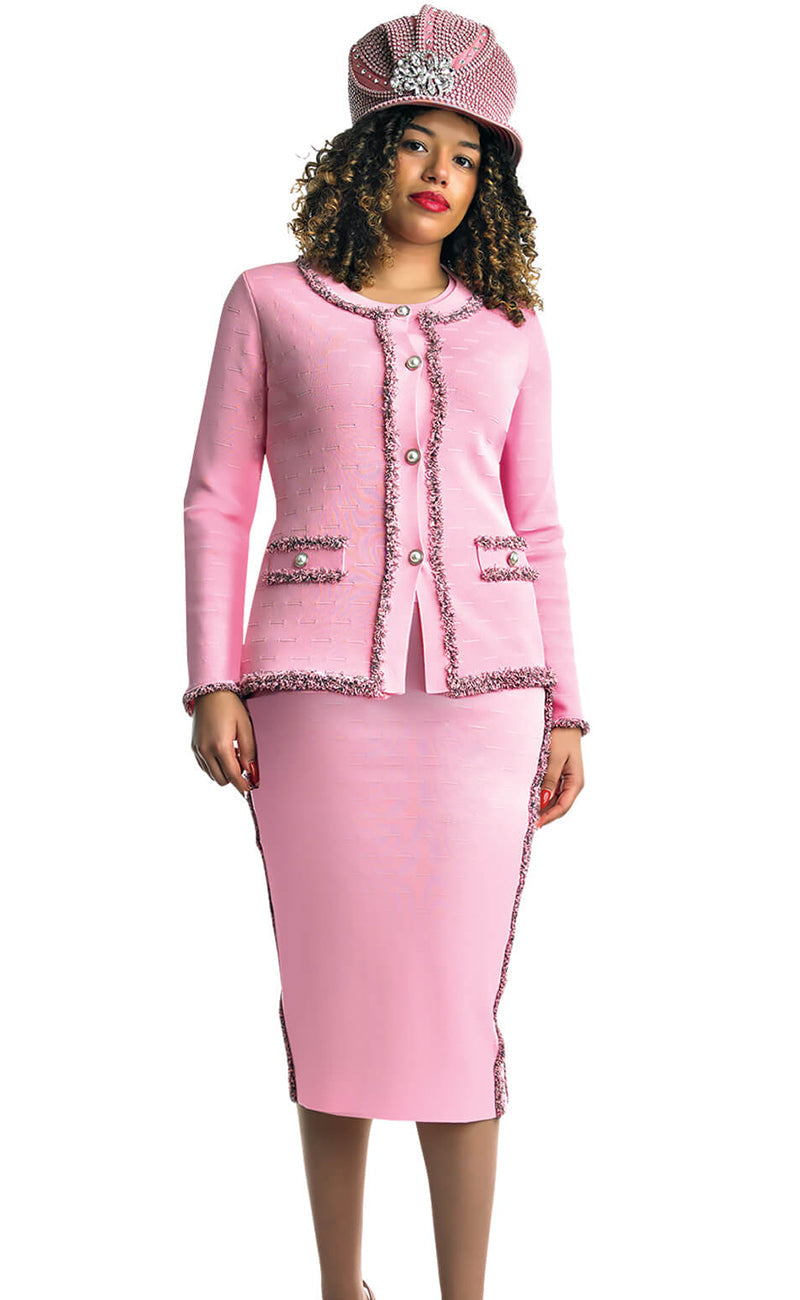Lily And Taylor Suit 731-Pink/Black - Church Suits For Less