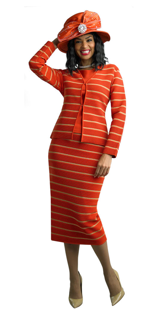 Lily And Taylor Suit 747-Orange/Gold - Church Suits For Less