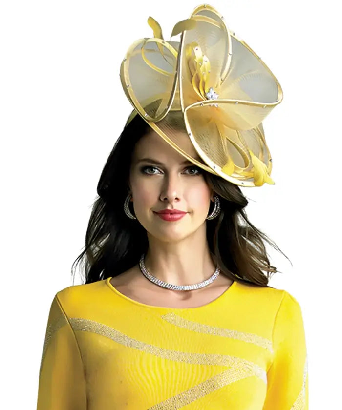 Lily and Taylor Hat H121-Yellow - Church Suits For Less