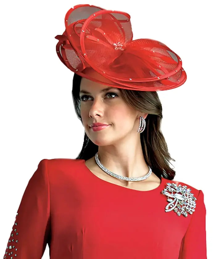 Lily and Taylor Hat H121-Red - Church Suits For Less