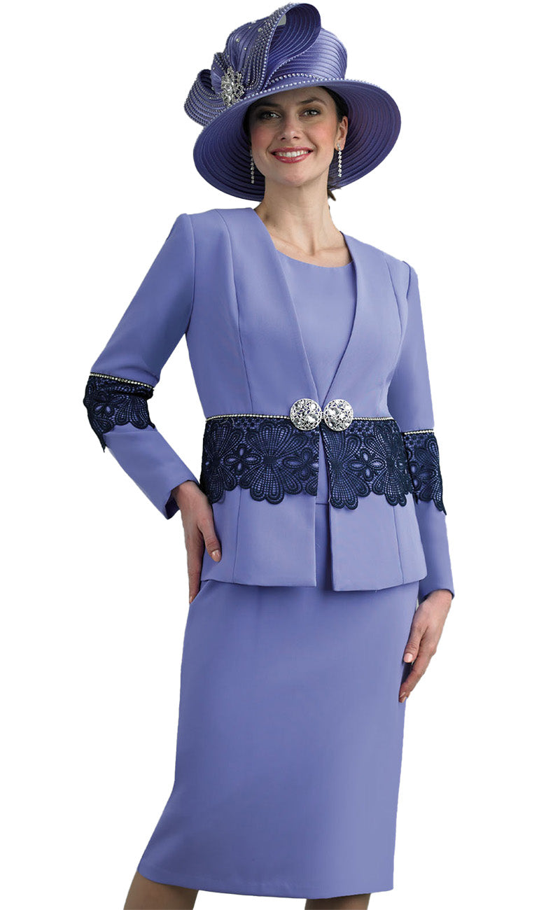 Lily And Taylor Suit 4636-Lavender/Navy - Church Suits For Less