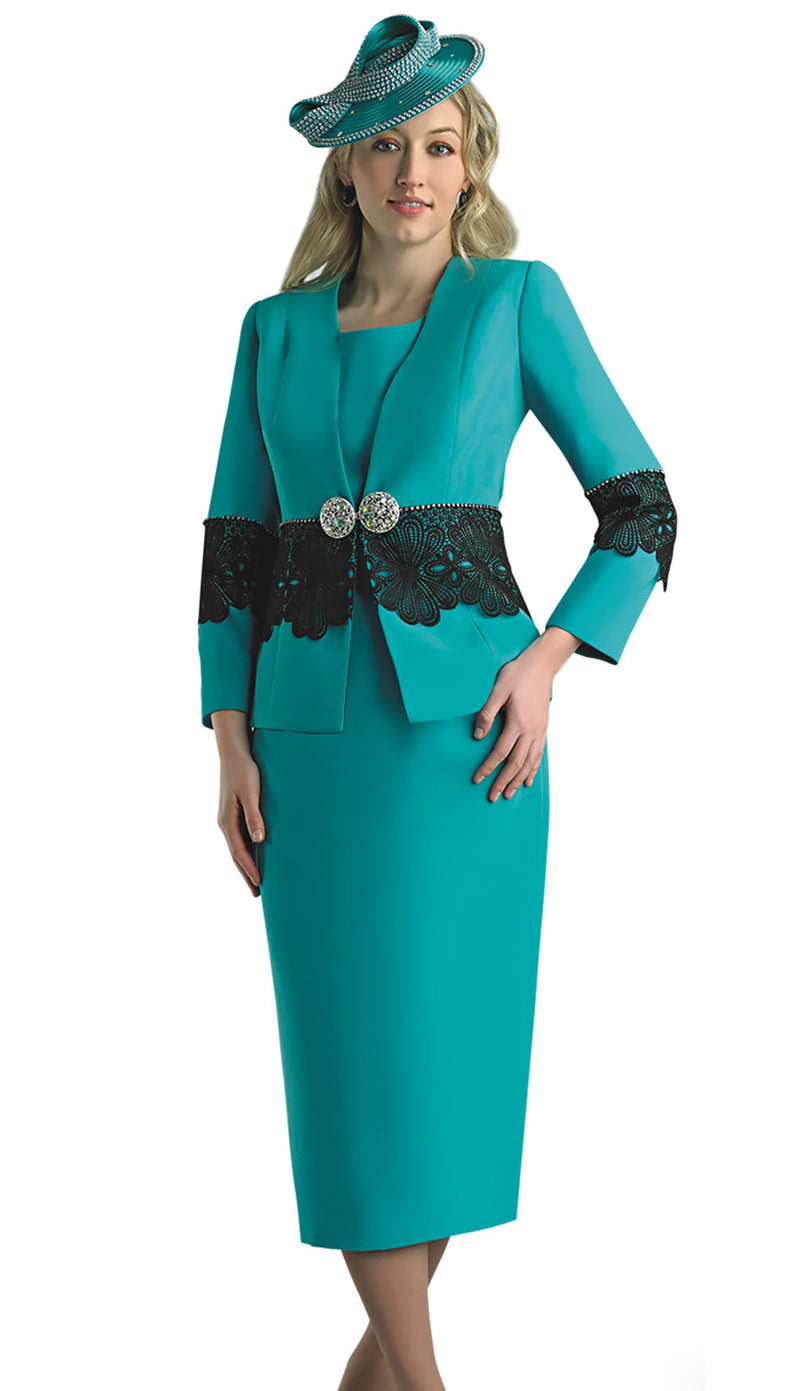 Lily And Taylor Suit 4636-Teal/Navy - Church Suits For Less