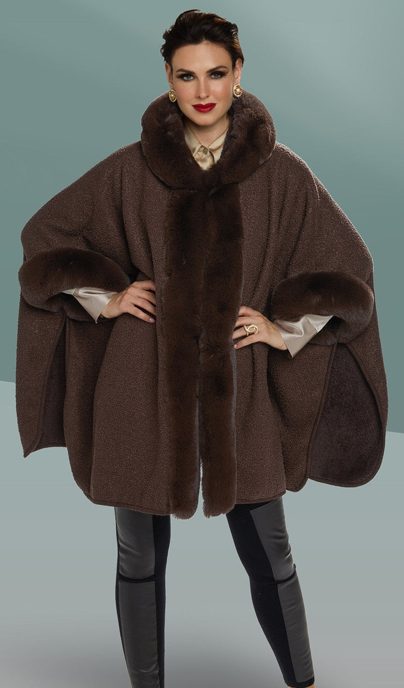 Love The Queen Designer Cape 17407-Brown - Church Suits For Less