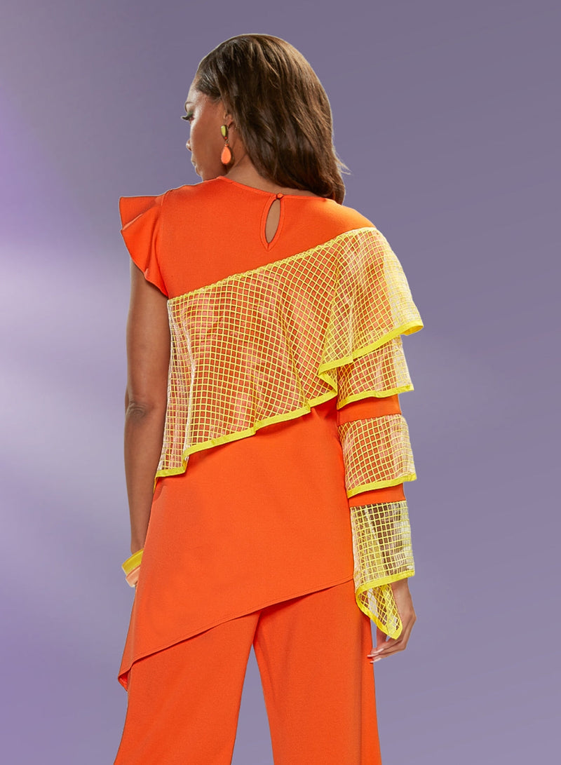 Love The Queen Tunic 17375T-Tangerine/Yellow - Church Suits For Less