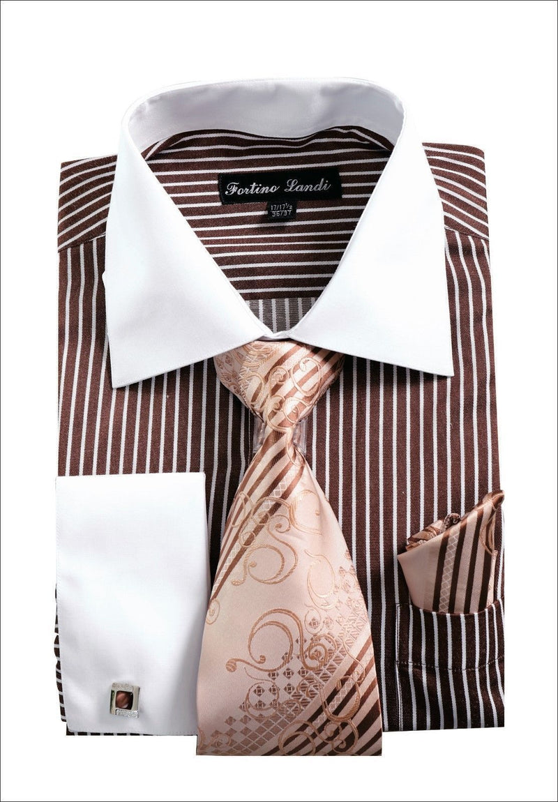 fortino landi dress shirts Fortino Landi Men's Dress Shirt w/ Tie & Hanky Set #21B Purple, Royal Blue
