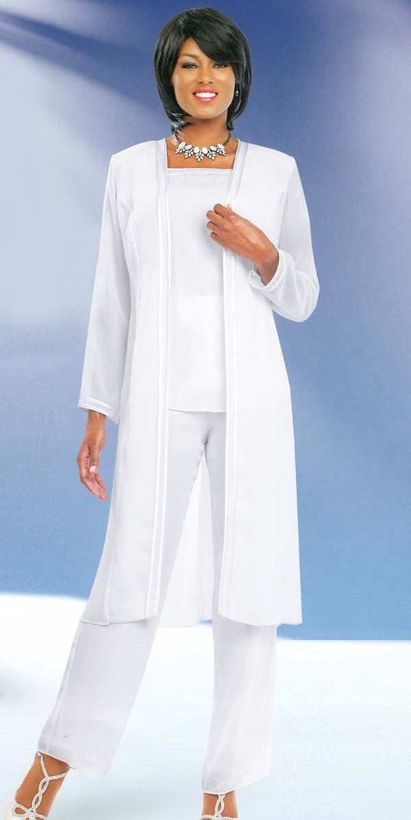 Misty Lane Pant Suit 13062-White - Church Suits For Less