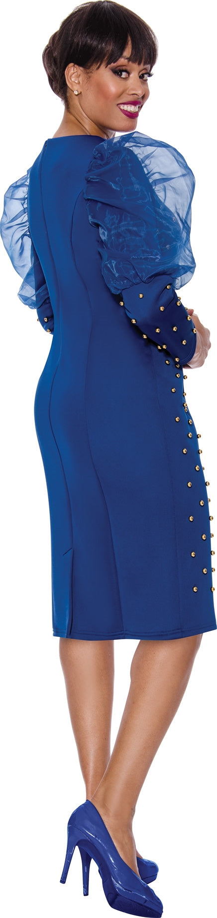 Stellar Looks Dress 1791-Royal Blue - Church Suits For Less