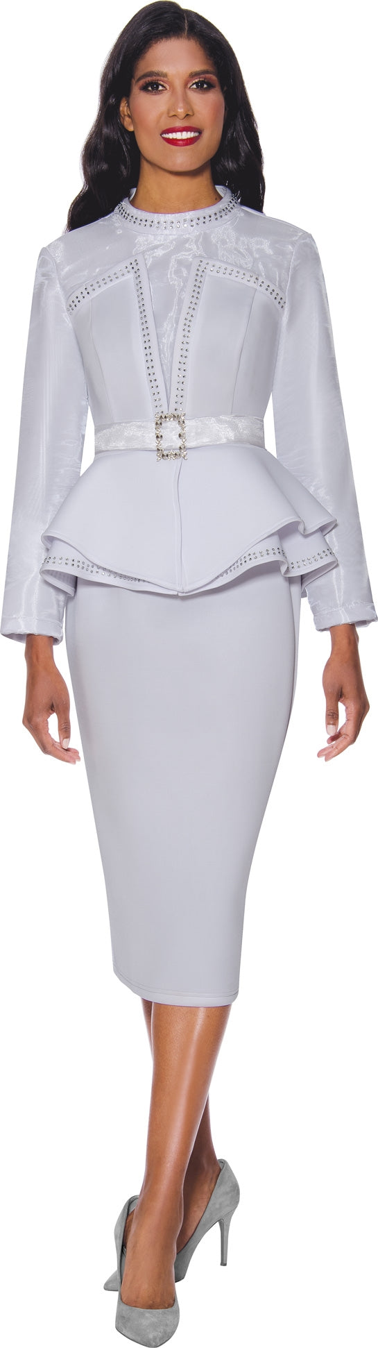 Stellar Looks Skirt Suit 1742-White - Church Suits For Less