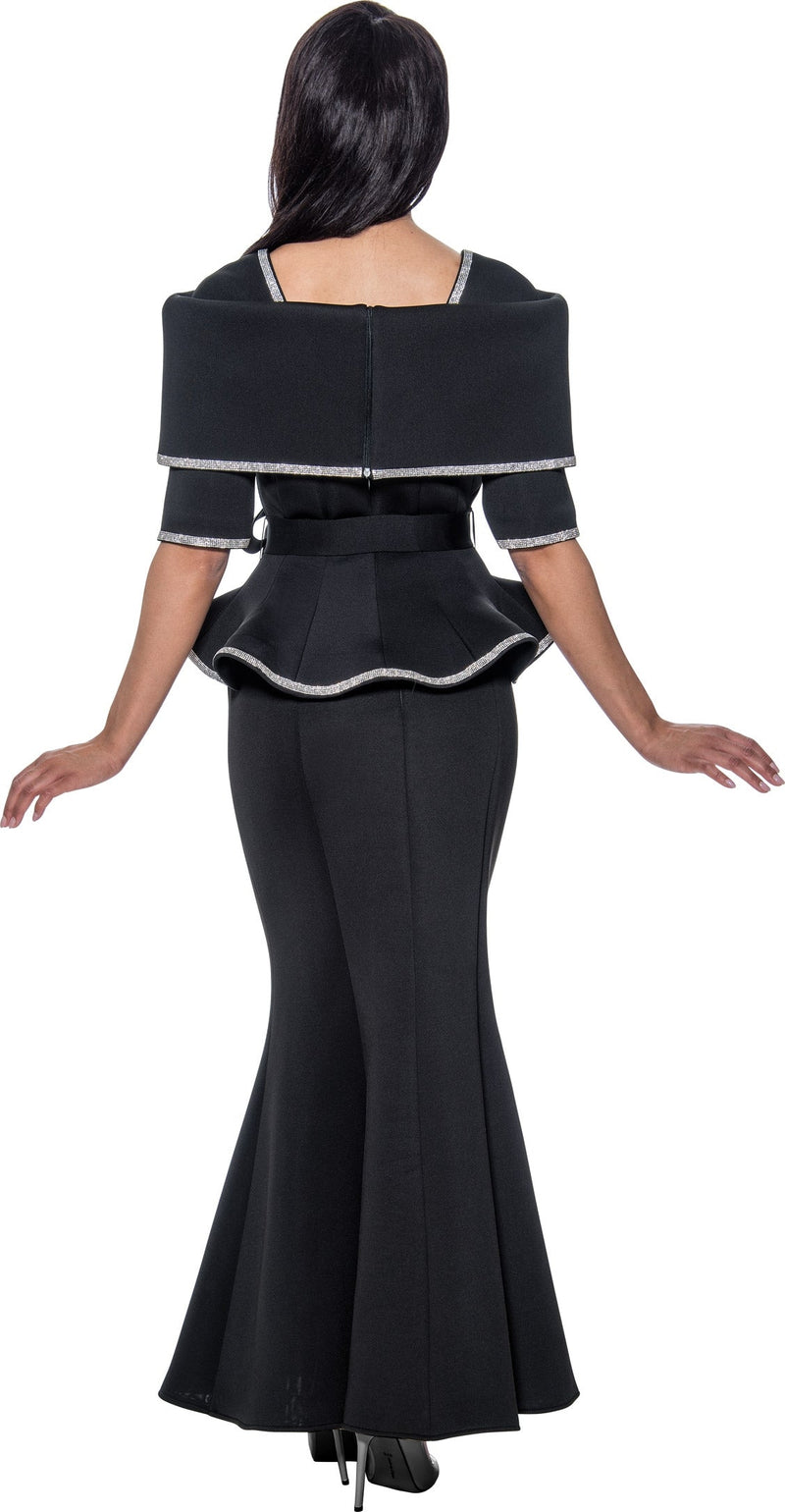 Stellar Looks Skirt Suit 1692-Black - Church Suits For Less