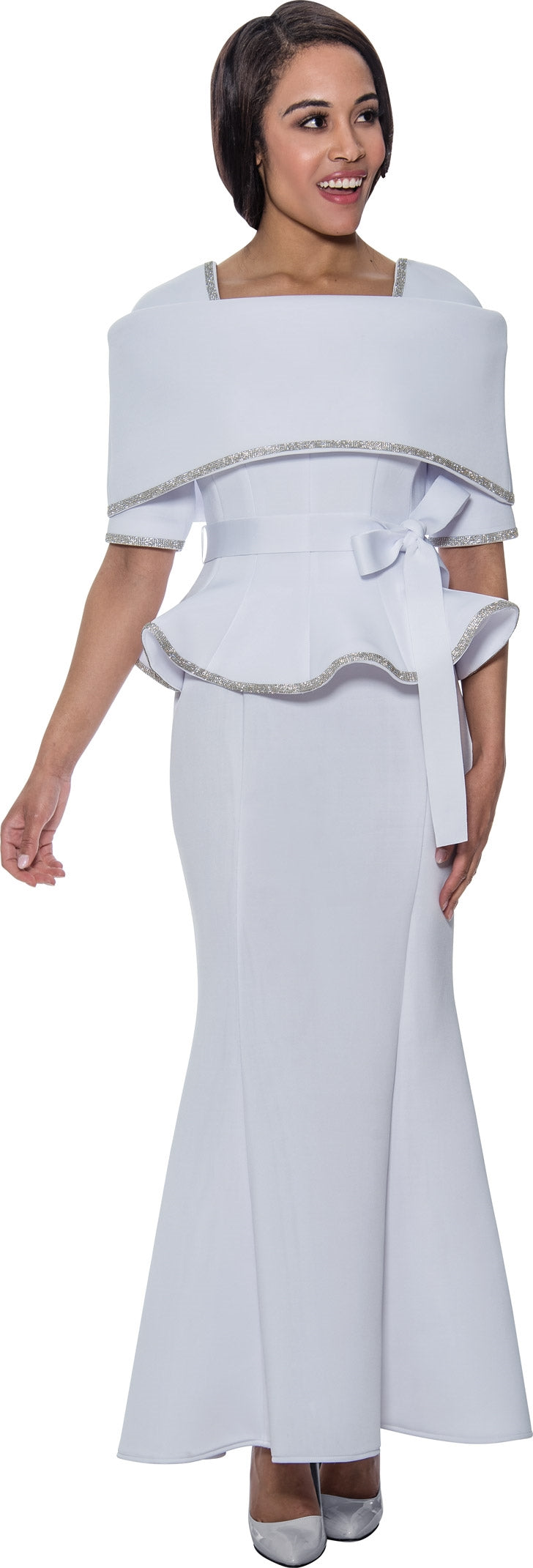 Stellar Looks Skirt Suit 1692-White - Church Suits For Less