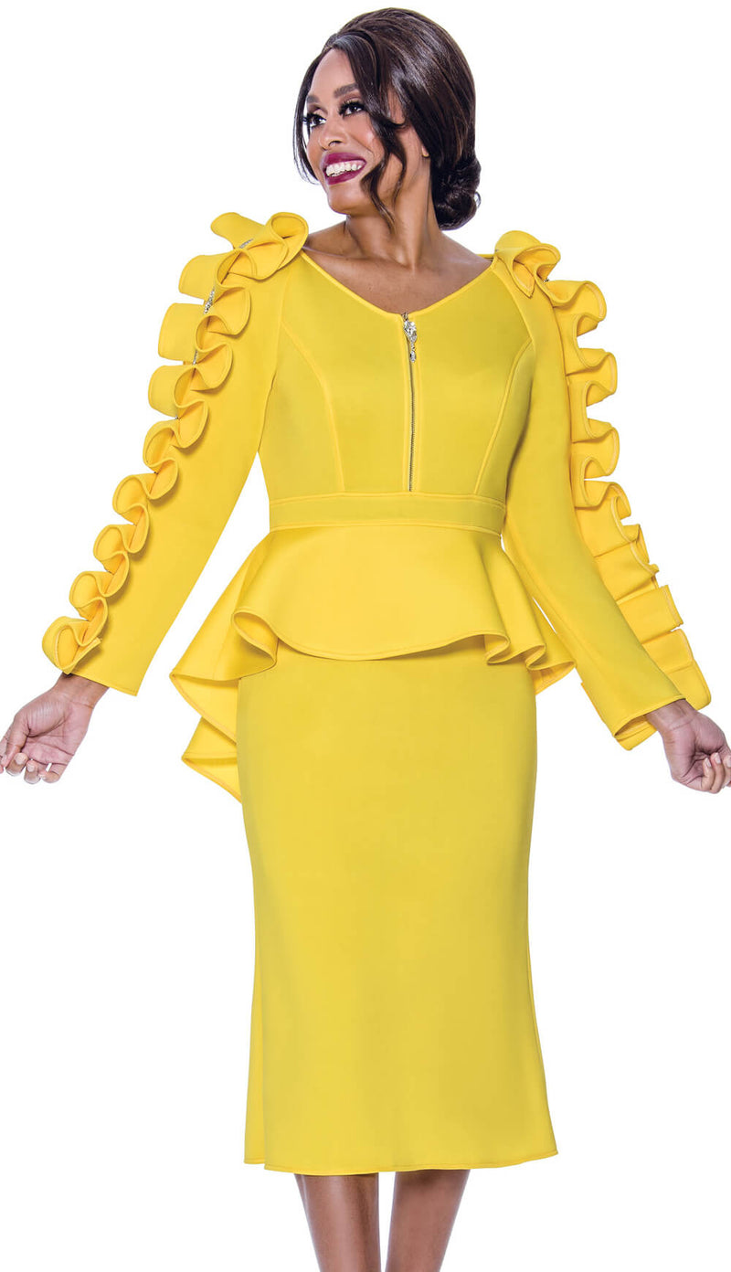 Stellar Looks Skirt Suit 1771-Yellow