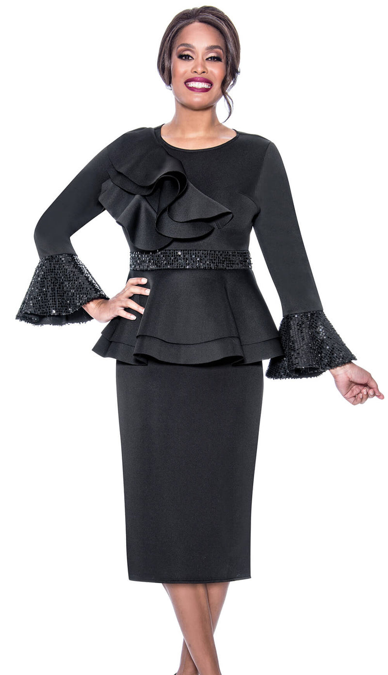 Stellar Looks Skirt Suit 1881-Black