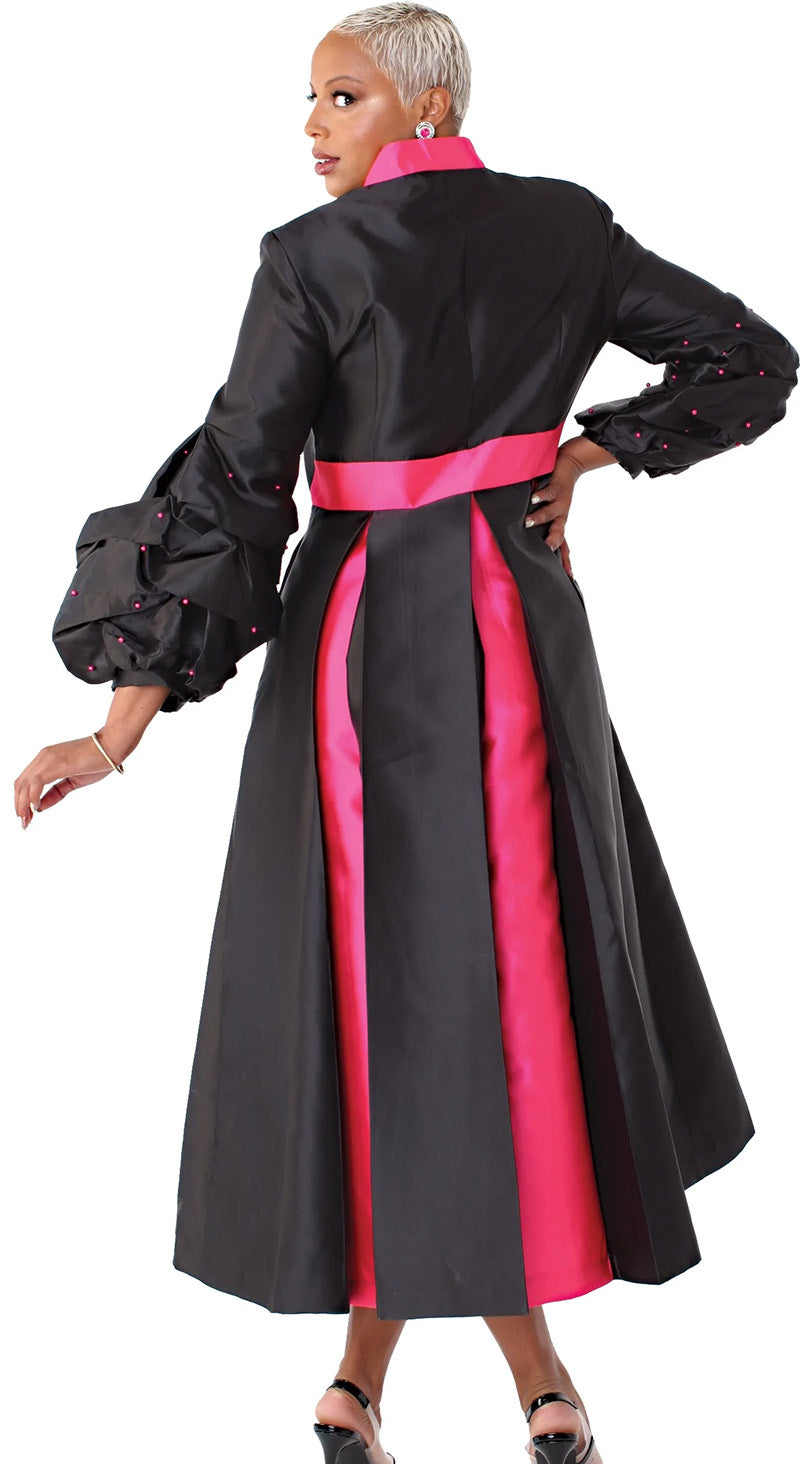 Tally Taylor Church Robe 4730-Black/Fuchsia