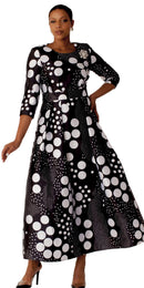 Tally Taylor Church Dress 4497-Black/White Dots