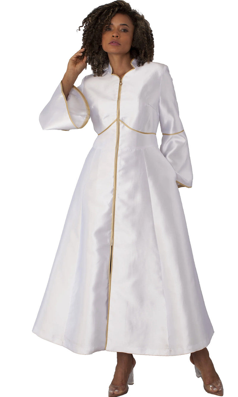 Tally Taylor Church Robe 4731C-White/Gold