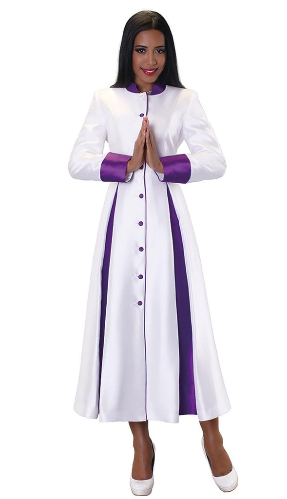Tally Taylor Robe 4544-White/Purple - Church Suits For Less