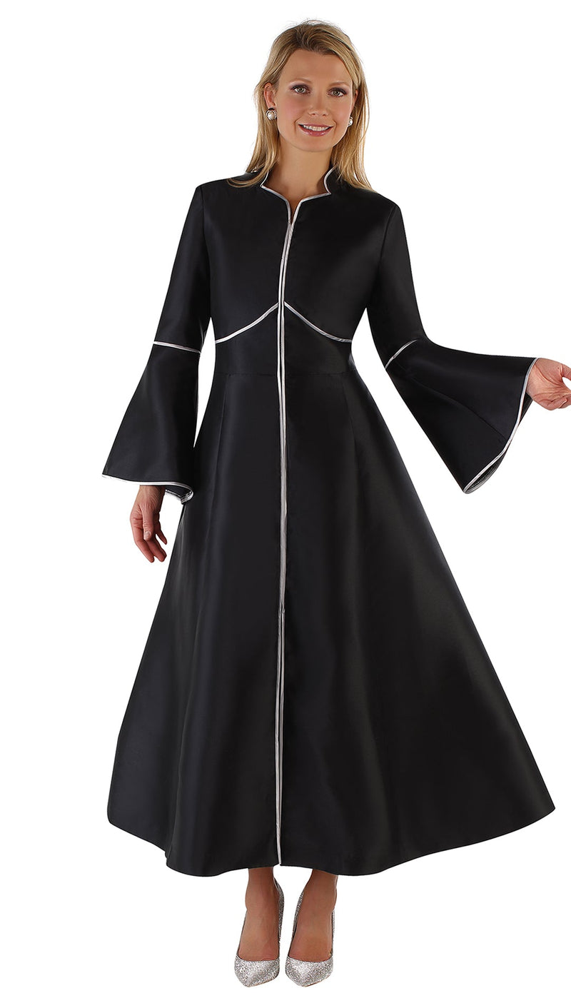 Tally Taylor Church Robe 4731-Black/Silver - Church Suits For Less