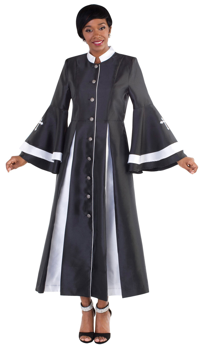 Tally Taylor Robe 4615-Black/White - Church Suits For Less