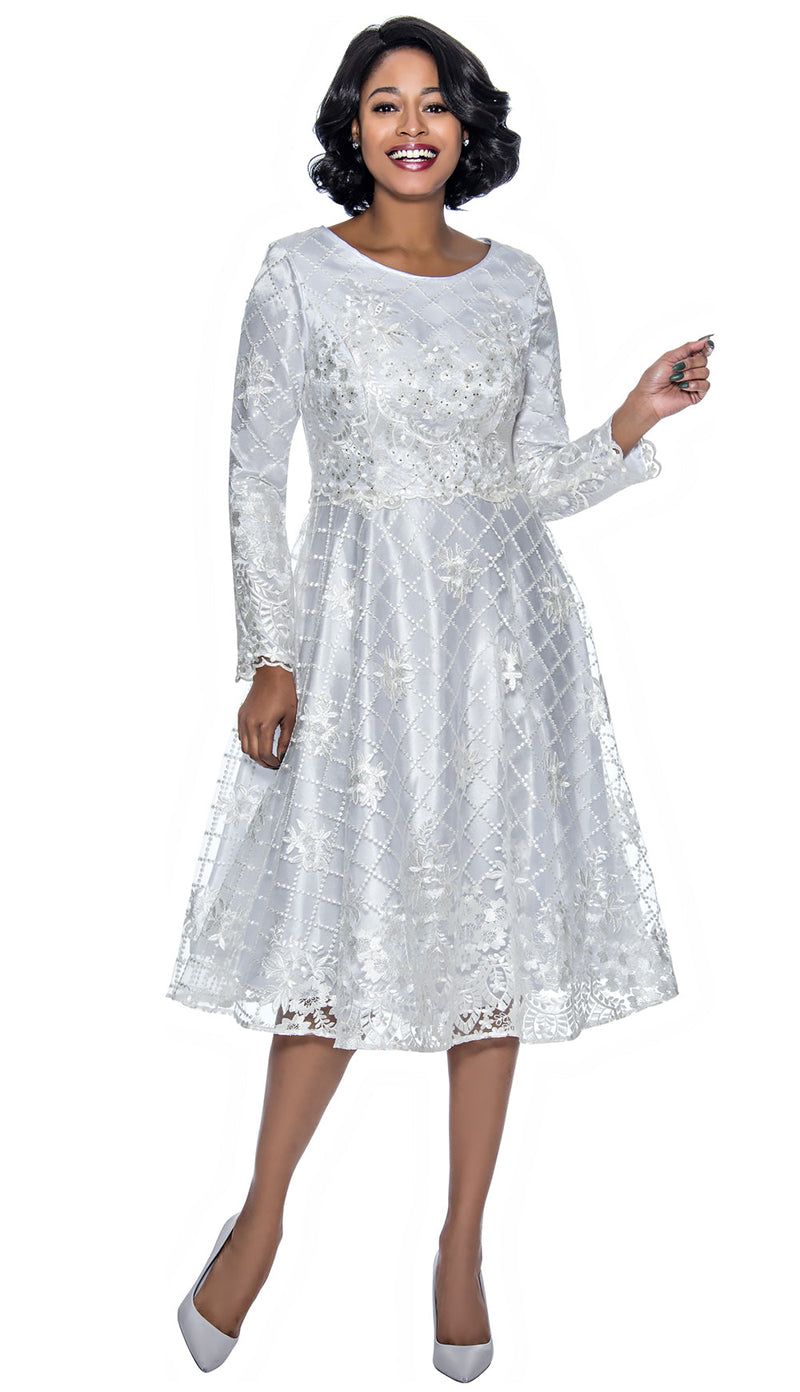 Terramina Church Dress 7975C-White - Church Suits For Less
