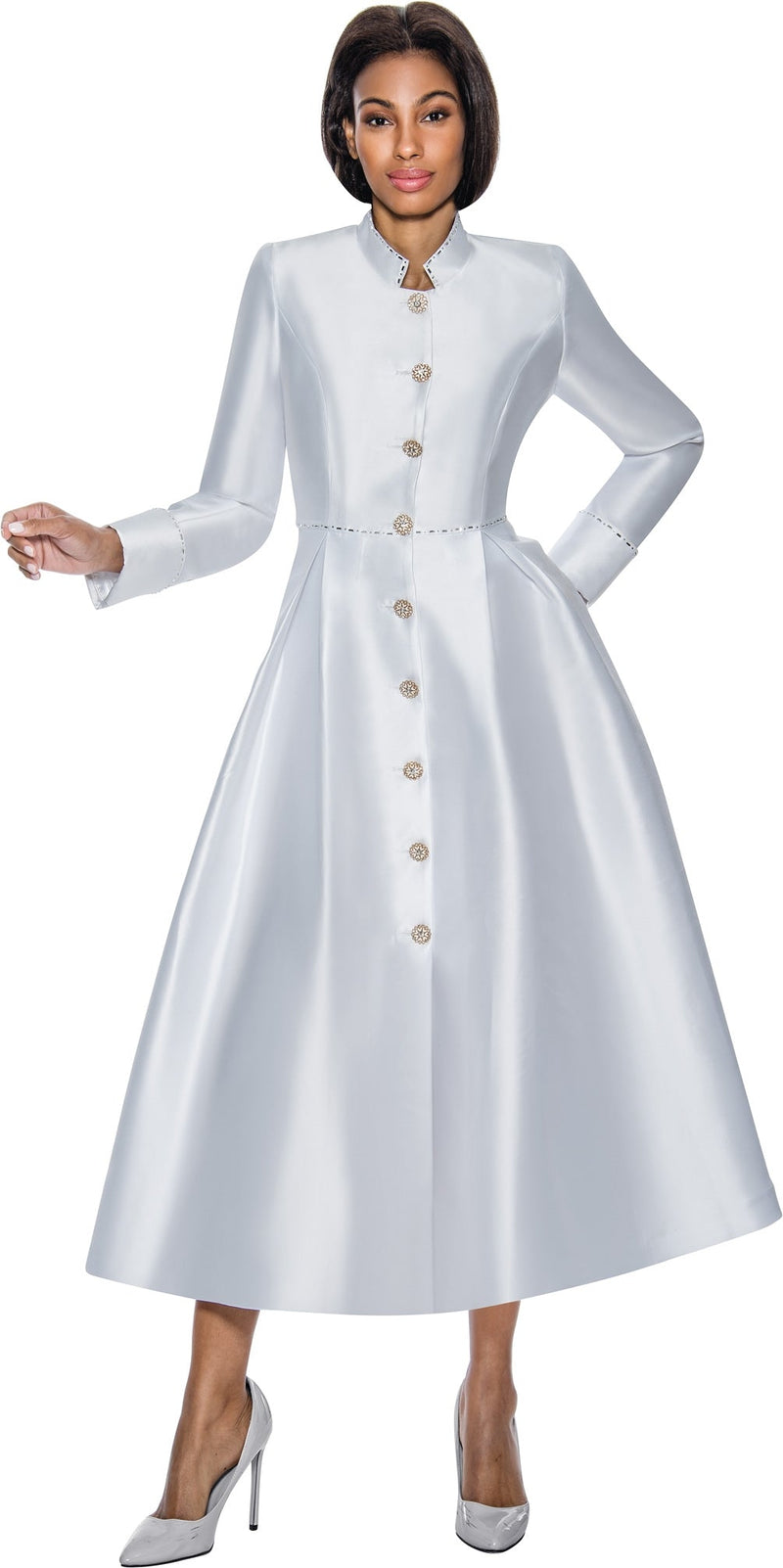 Terramina Clergy Dress 7058-White - Church Suits For Less
