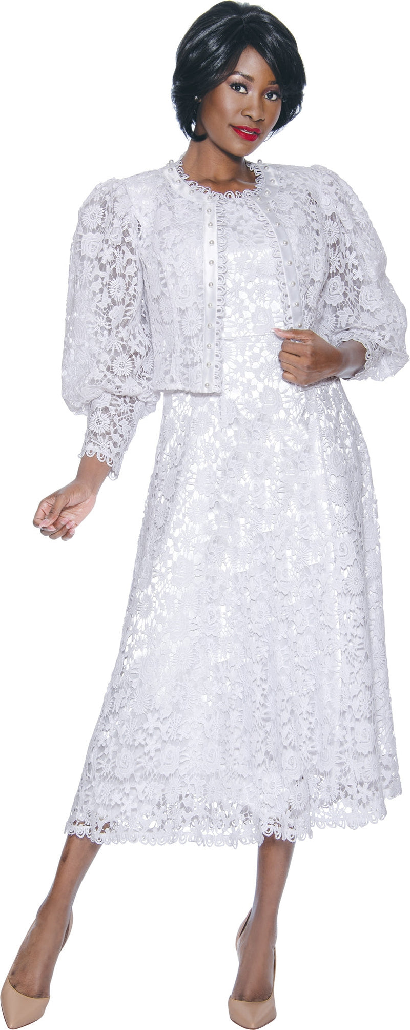 Terramina Church Dress 7051-White - Church Suits For Less