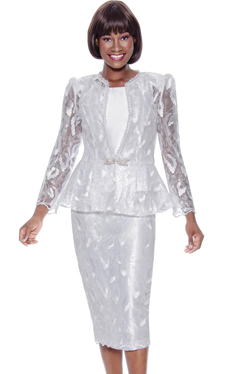 Terramina Church Suit 7134-White - Church Suits For Less